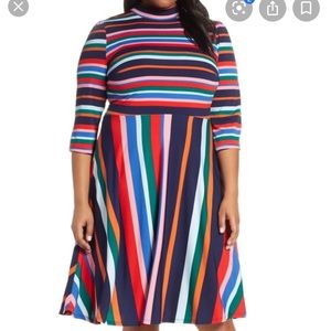 Eloquii Striped Fit and Flair Dress